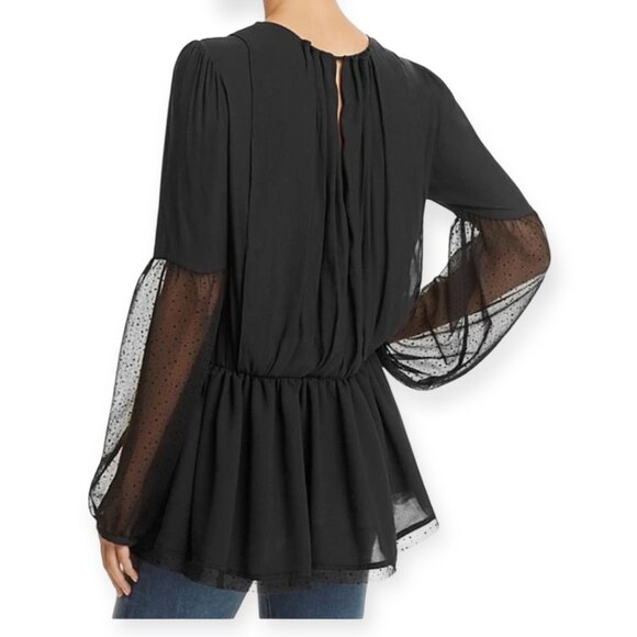 Free People Soul Serene Sheer Peplum Top Blouse Small SP Roman tic Boho Lace - Picture 2 of 10